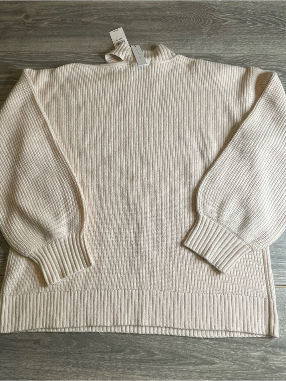Sanctuary Women's Light Pink Ribbed Mock Neck- Ballon Sleeve Sweater - Picture 2 of 3
